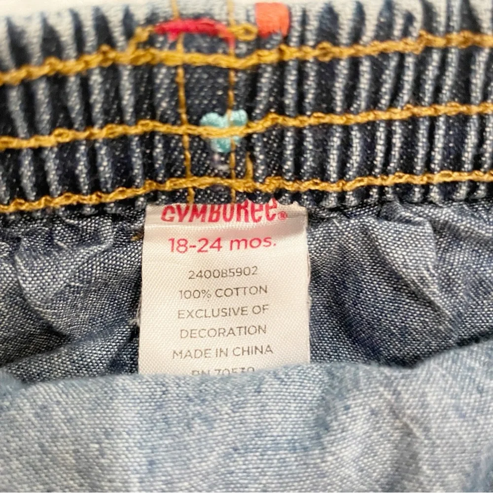 Vintage Gymboree Hearts Embroidered Denim Skirt Skort 18 24 Month 2000s Spring